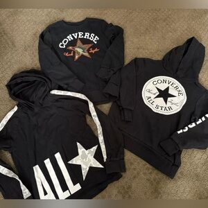 Lot 3 Converse Big Boys Size Medium Sweatshirt Hoodie Long Sleeve All Star Black